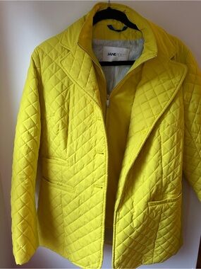 Jane Post Bright Yellow Quilted Puffer Jacket